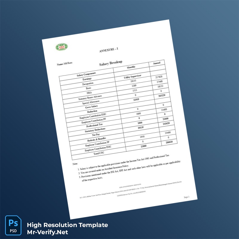 Editable India KEK Engineering Services Employment Verification Letter Word and Pdf Template 2 page Editable India KEK Engineering Services Employment Verification Letter Word and Pdf Template 2 page