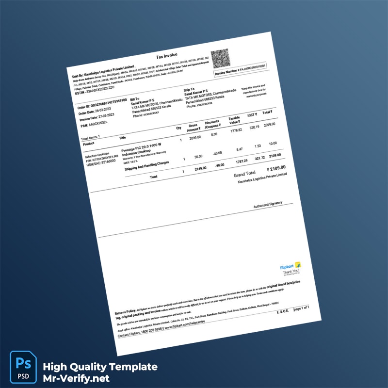 India Kaushalya Logistics Private Limited Invoice Template in Word and PDF formats India Kaushalya Logistics Private Limited Invoice Template in Word and PDF formats