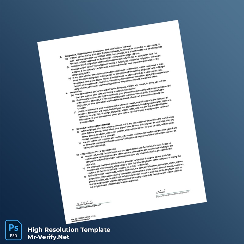 Editable India Kcloud Technologies Employment Verification Letter Word and Pdf Template 4 page Editable India Kcloud Technologies Employment Verification Letter Word and Pdf Template 4 page