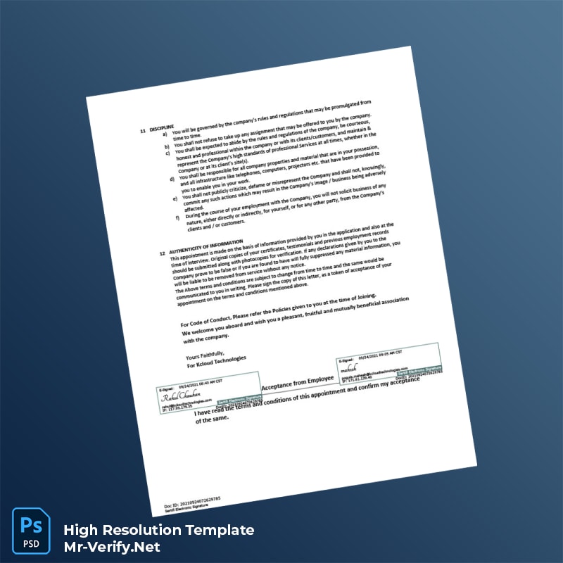 Editable India Kcloud Technologies Employment Verification Letter Word and Pdf Template 4 page Editable India Kcloud Technologies Employment Verification Letter Word and Pdf Template 4 page