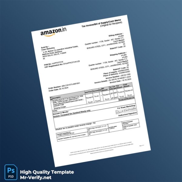 India Kiaan Marketing Invoice Template in Word and PDF formats