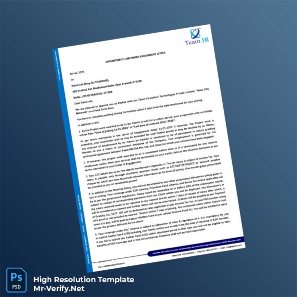 Editable India KiranaKart Technologies Private Limited Employment Verification Letter Word and Pdf Template 5 page Editable India KiranaKart Technologies Private Limited Employment Verification Letter Word and Pdf Template 5 page