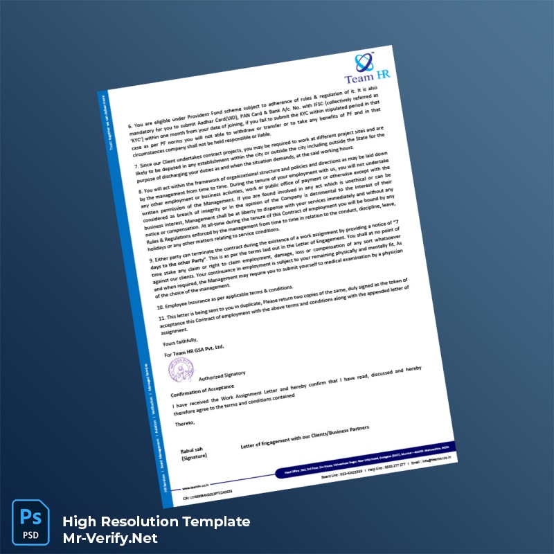 Editable India KiranaKart Technologies Private Limited Employment Verification Letter Word and Pdf Template 5 page Editable India KiranaKart Technologies Private Limited Employment Verification Letter Word and Pdf Template 5 page