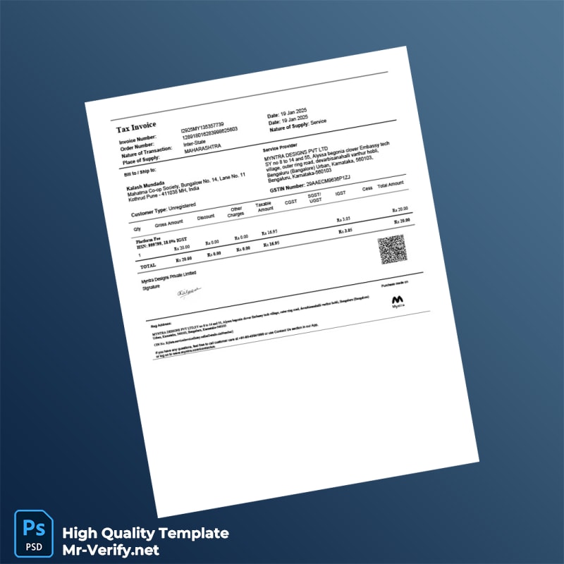 India Kushal s Retail Private Limited Invoice Template in Word and PDF formats 2 page India Kushal s Retail Private Limited Invoice Template in Word and PDF formats 2 page