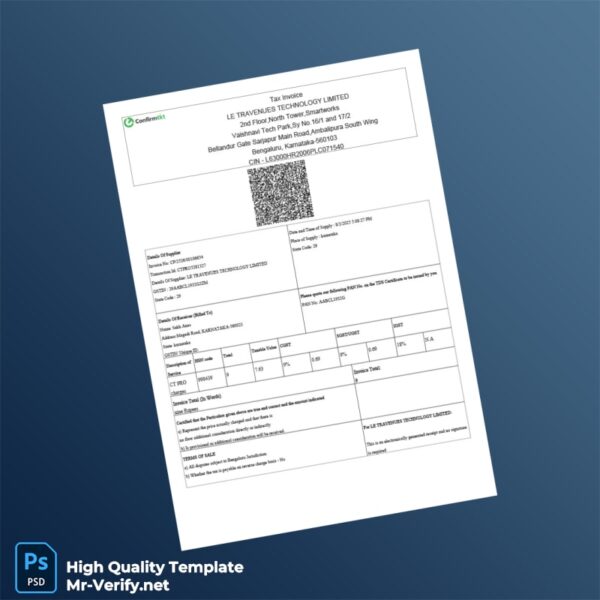 India LE TRAVENUES TECHNOLOGY LIMITED Invoice Template in Word and PDF formats