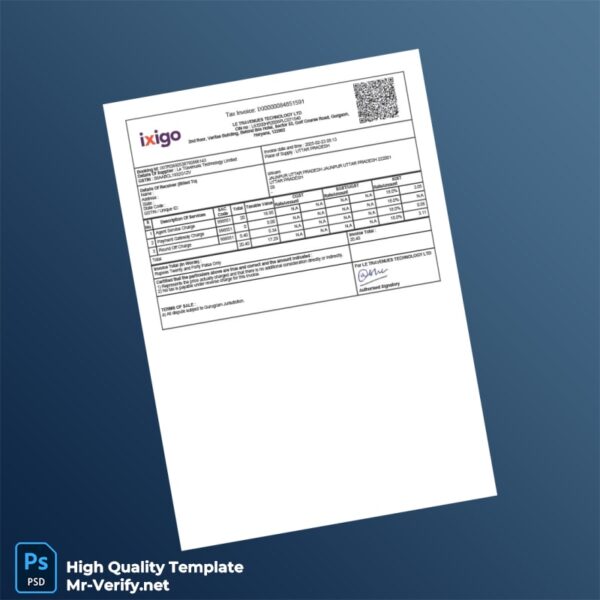 India Le Travenues Technology Ltd Tax Invoice Template in Word and PDF formats