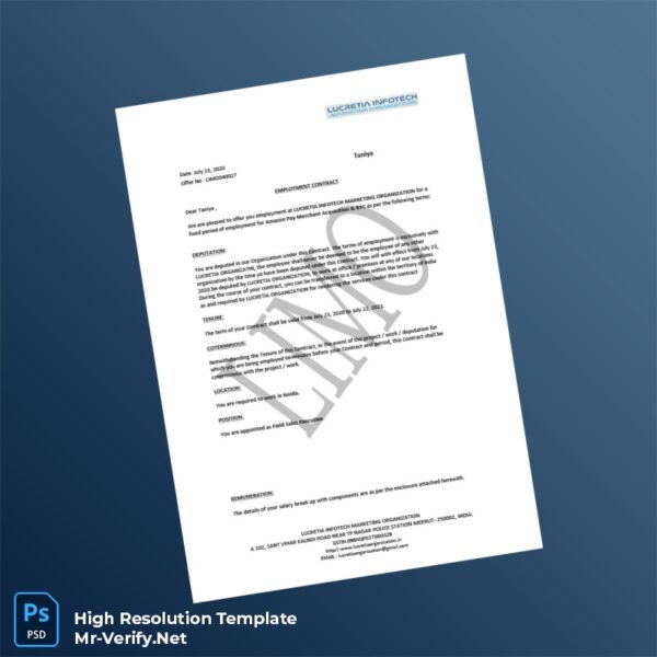 Editable India Lucretia Infotech Marketing Organization Employment Verification Letter Word and Pdf Template 6 page Editable India Lucretia Infotech Marketing Organization Employment Verification Letter Word and Pdf Template 6 page