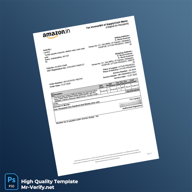 India Lynacz Tax Invoice Template in Word and PDF formats India Lynacz Tax Invoice Template in Word and PDF formats