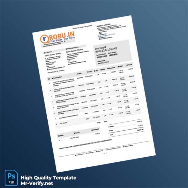 India MACFOS LIMITED Tax Invoice Template in Word and PDF formats 2 page India MACFOS LIMITED Tax Invoice Template in Word and PDF formats 2 page