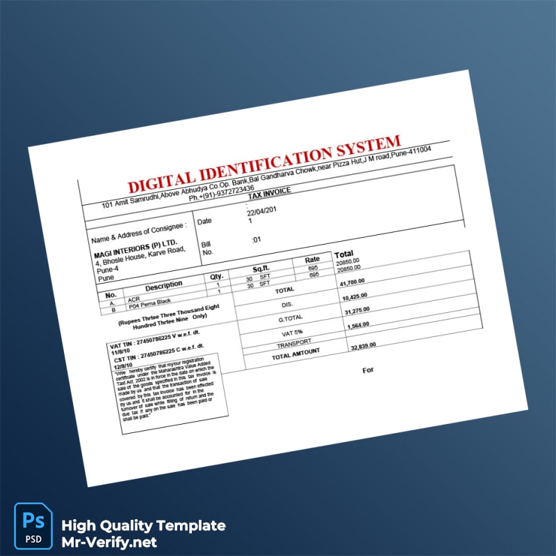 India MAGI INTERIORS Tax Invoice Template in Word and PDF formats 2 page India MAGI INTERIORS Tax Invoice Template in Word and PDF formats 2 page