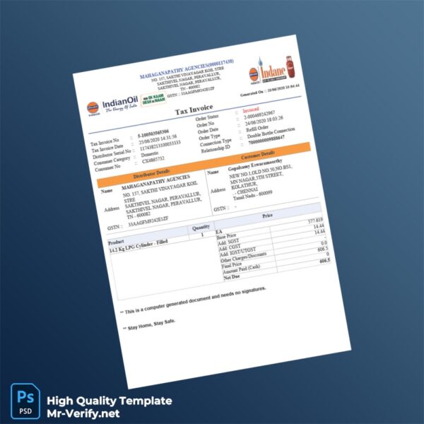 India Mahaganapathy Agencies Tax Invoice Template in Word and PDF formats