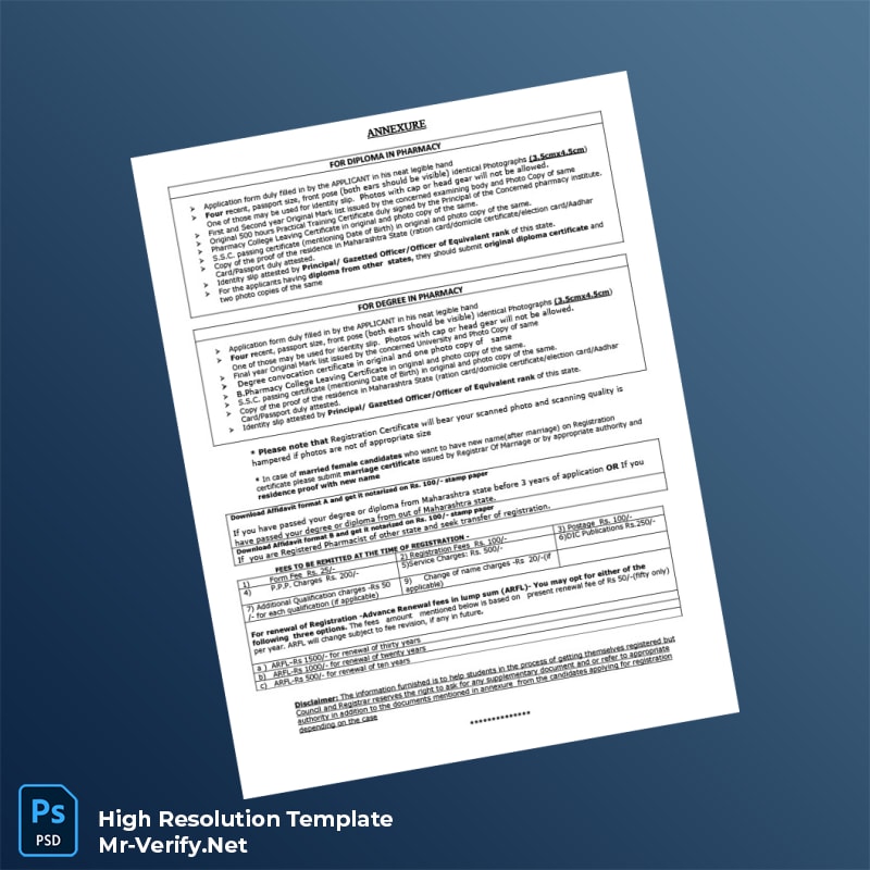 India Maharashtra State Pharmacy Council Editable Pharmacy Medical Registration Form Word and Pdf Template 4 page India Maharashtra State Pharmacy Council Editable Pharmacy Medical Registration Form Word and Pdf Template 4 page