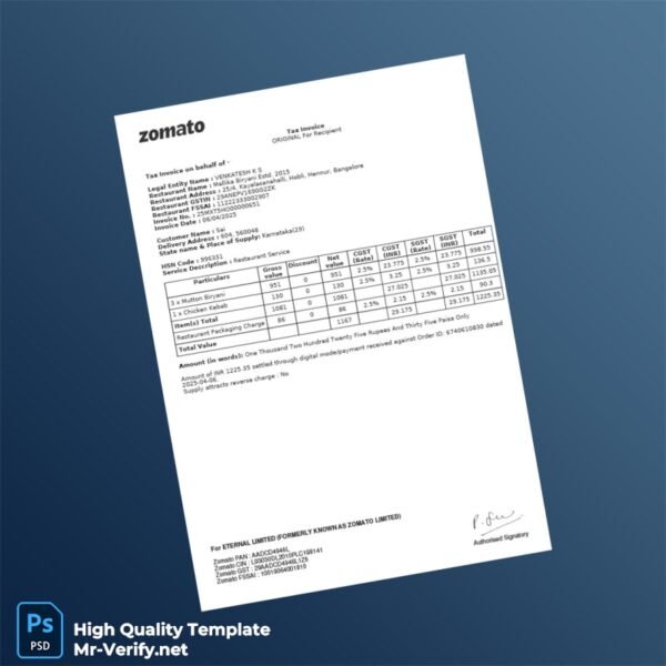 India Mallika Biryani Invoice Template in Word and PDF formats 2 page India Mallika Biryani Invoice Template in Word and PDF formats 2 page