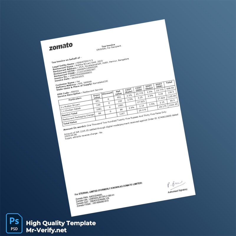 India Mallika Biryani Invoice Template in Word and PDF formats 2 page India Mallika Biryani Invoice Template in Word and PDF formats 2 page