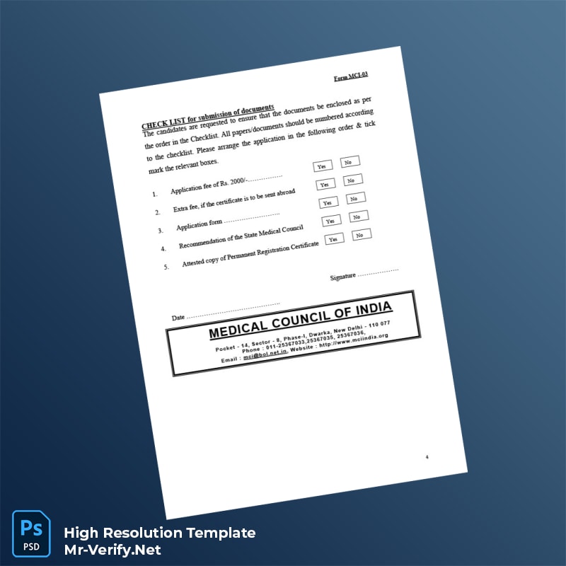 Editable India Medical Council Certificate of Good Standing Word and Pdf Template 5 page Editable India Medical Council Certificate of Good Standing Word and Pdf Template 5 page