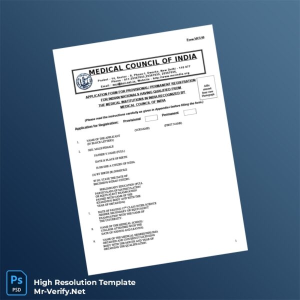 Editable India Medical Council Registration Certificate Word and Pdf Template 8 page Editable India Medical Council Registration Certificate Word and Pdf Template 8 page