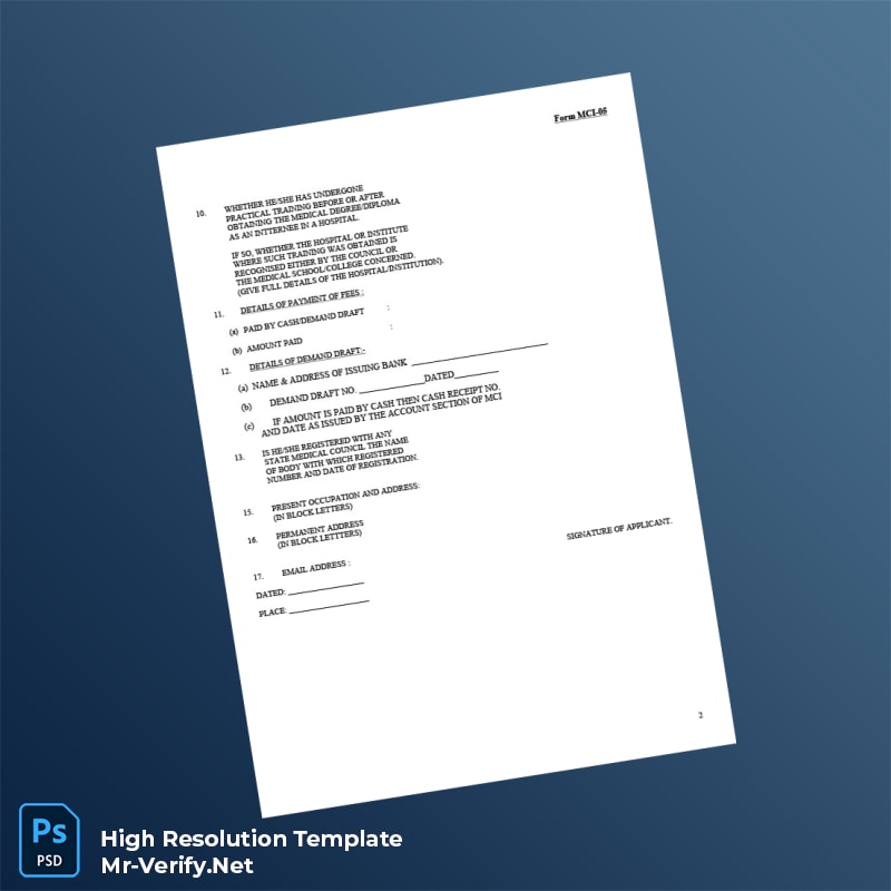 Editable India Medical Council Registration Certificate Word and Pdf Template 8 page Editable India Medical Council Registration Certificate Word and Pdf Template 8 page