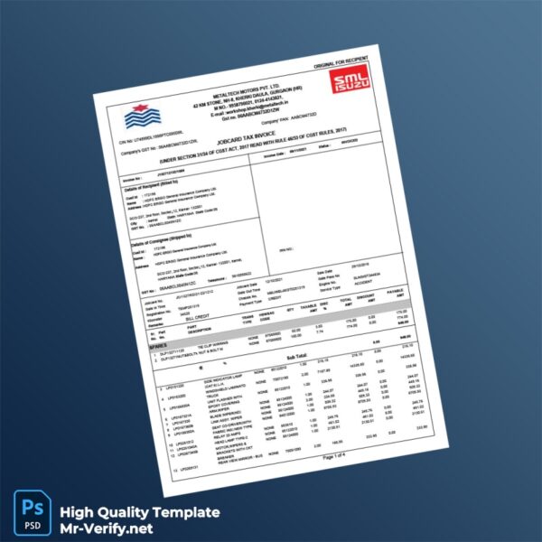 India Metaltech Motors Pvt Ltd Invoice Template in Word and PDF formats 4 page India Metaltech Motors Pvt Ltd Invoice Template in Word and PDF formats 4 page