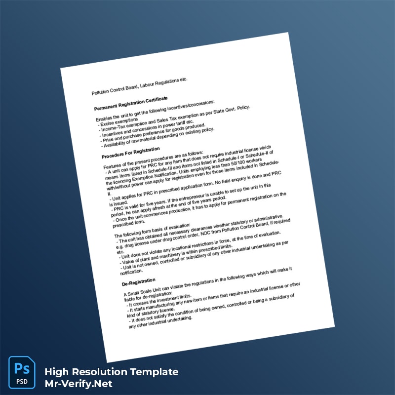 Editable India Ministry of Commerce Provisional Registration Certificate Word and Pdf Template 3 page Editable India Ministry of Commerce Provisional Registration Certificate Word and Pdf Template 3 page