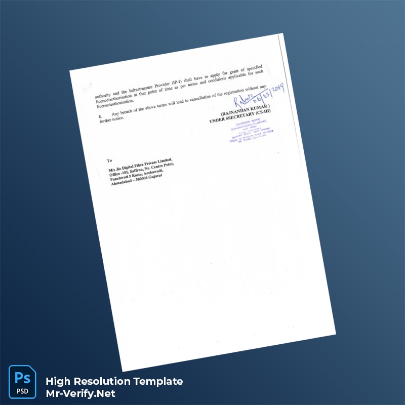 India Ministry of Communications Editable Registration Certificate Word and Pdf Template 4 page India Ministry of Communications Editable Registration Certificate Word and Pdf Template 4 page