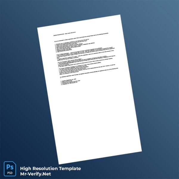 Editable India Ministry of Home Affairs FCRA Registration Certificate Word and Pdf Template