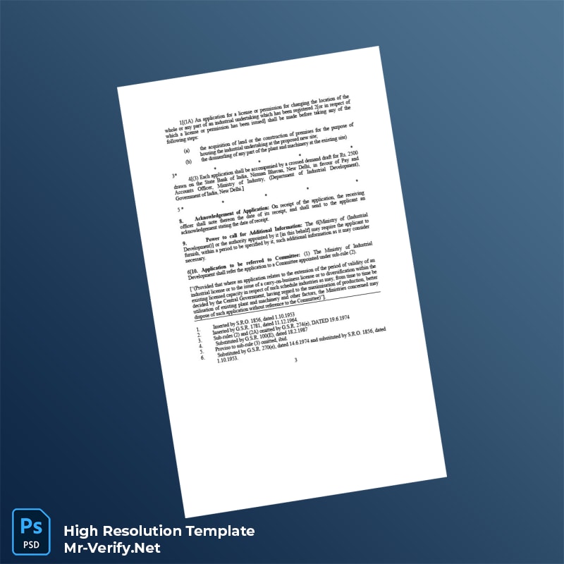 Editable India Ministry of Industry Registration Certificate Word and Pdf Template 8 page Editable India Ministry of Industry Registration Certificate Word and Pdf Template 8 page