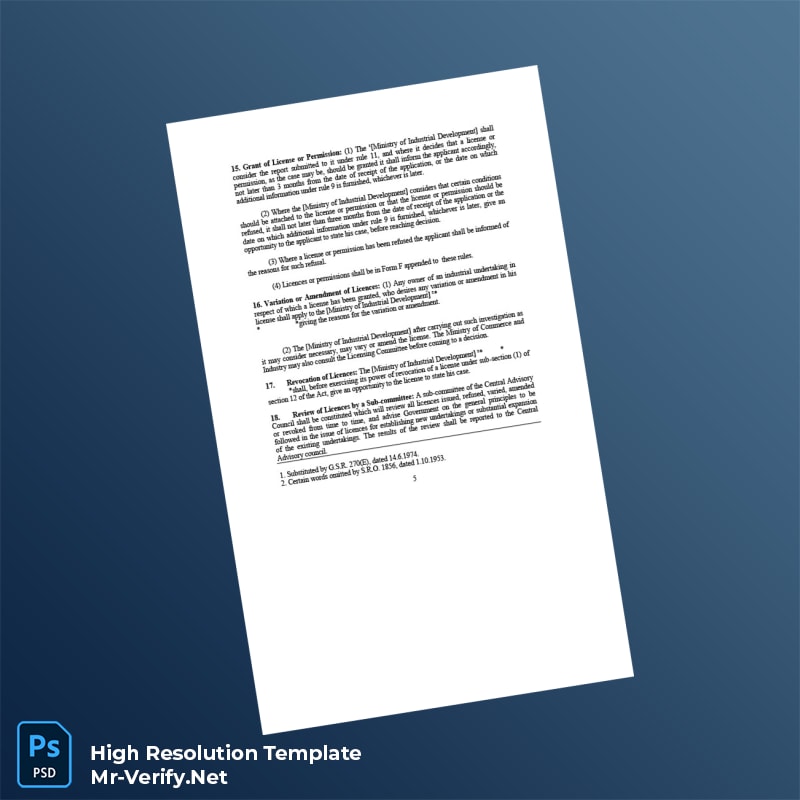 Editable India Ministry of Industry Registration Certificate Word and Pdf Template 8 page Editable India Ministry of Industry Registration Certificate Word and Pdf Template 8 page