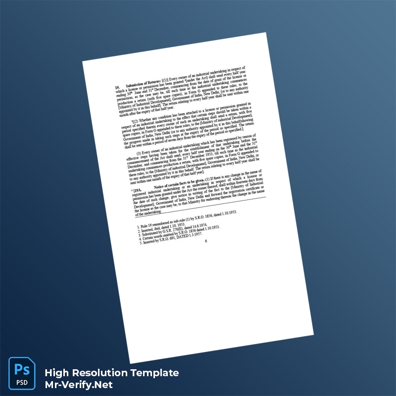 Editable India Ministry of Industry Registration Certificate Word and Pdf Template 8 page Editable India Ministry of Industry Registration Certificate Word and Pdf Template 8 page