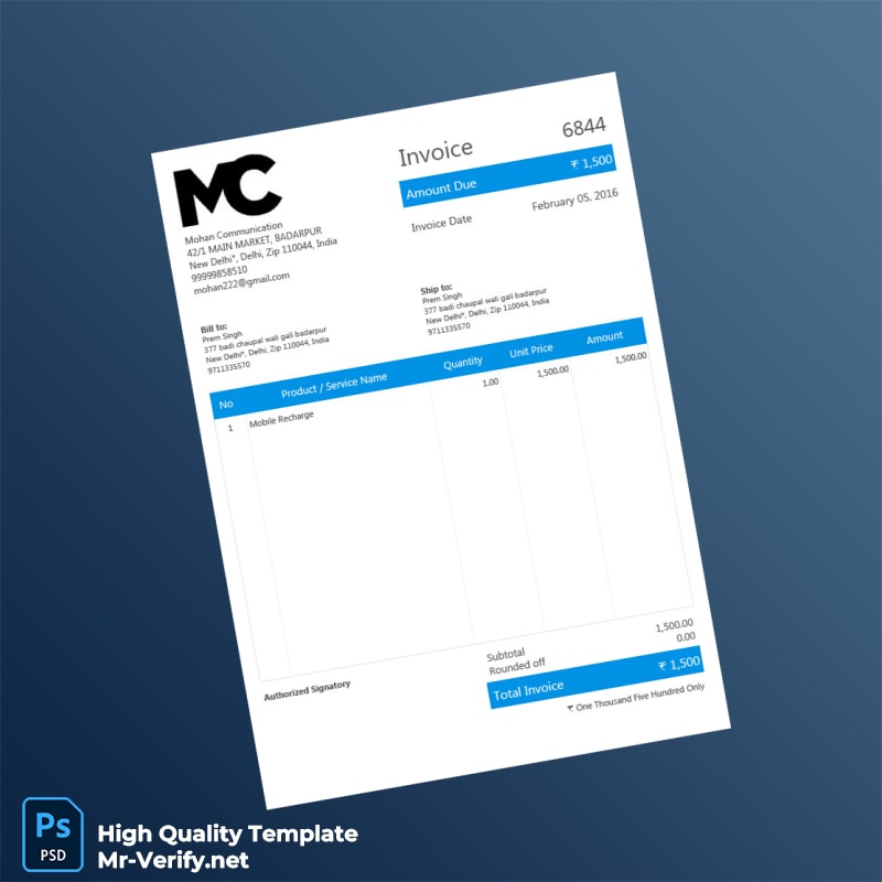 India Mohan Communication Invoice Template in Word and PDF formats India Mohan Communication Invoice Template in Word and PDF formats