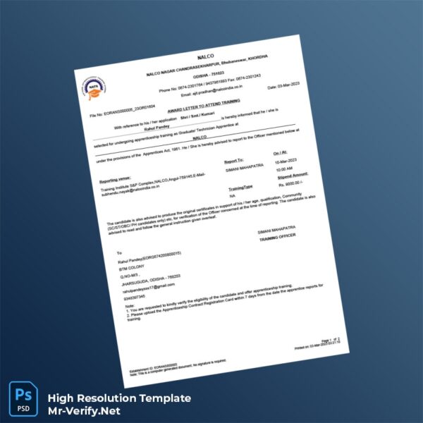 Editable File Template India20NALCO20Employment20Verification20Letter20Template20in20Word20and20PDF20formats 600x600 - Editable File Template