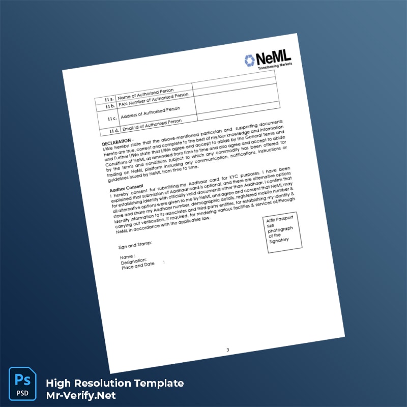 Editable India NCDEX e Markets Limited Commodity Participant Registration Form Word and Pdf Template 5 page Editable India NCDEX e Markets Limited Commodity Participant Registration Form Word and Pdf Template 5 page