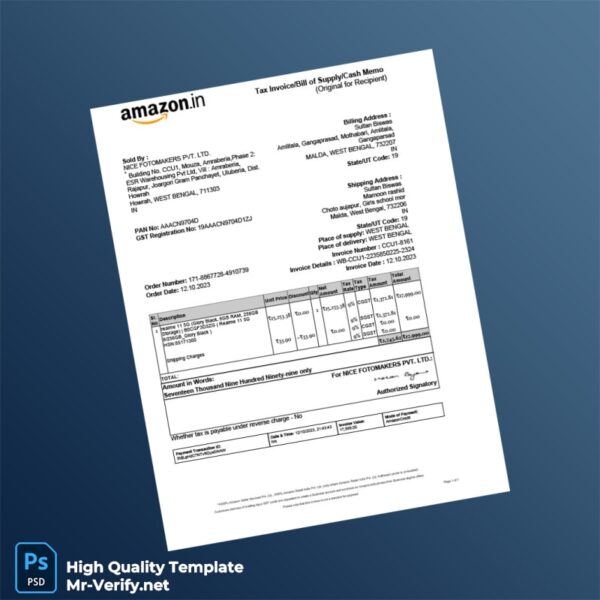India NICE FOTOMAKERS PVT LTD Invoice Template in Word and PDF formats