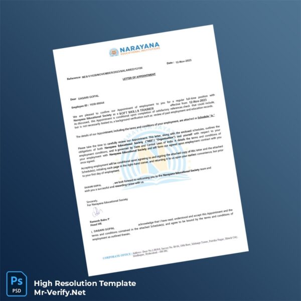 India20Narayana20Educational20Society20Employment20Verification20Letter20Template20in20Word20and20PDF20formats 600x600 - Editable File Template