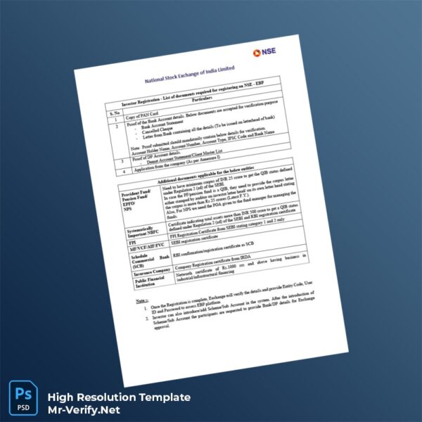 Editable India National Stock Exchange Investor Registration Checklist Word and Pdf Template 3 page Editable India National Stock Exchange Investor Registration Checklist Word and Pdf Template 3 page