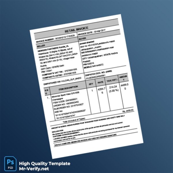 India Newgen Partners Invoice Template in Word and PDF formats