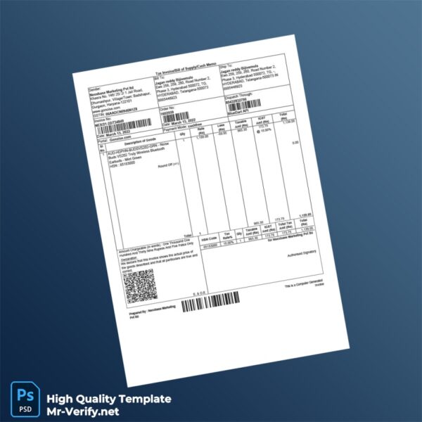 India Nexxbase Marketing Pvt Ltd Invoice Template in Word and PDF formats