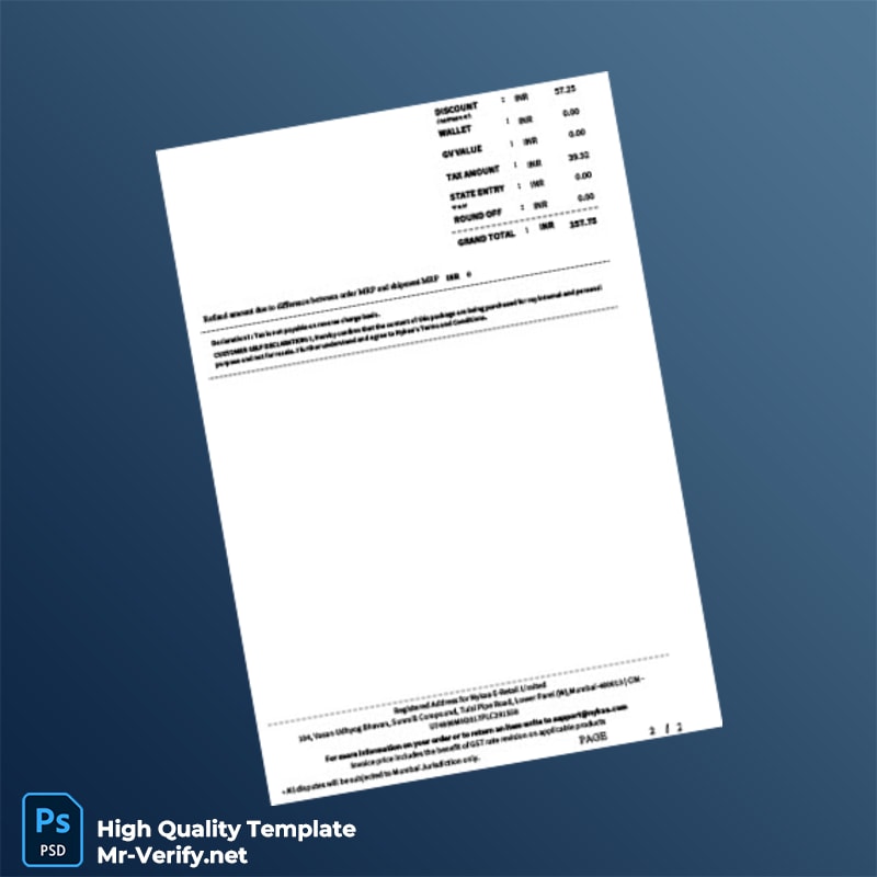 India Nykaa E-Retail Limited Invoice Template in Word and PDF formats 2 page India Nykaa E-Retail Limited Invoice Template in Word and PDF formats 2 page