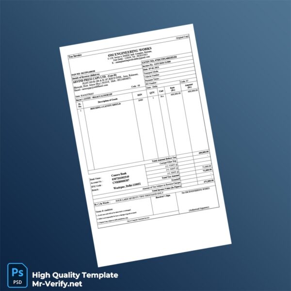 India OM Engineering Works Tax Invoice Template in Word and PDF formats India OM Engineering Works Tax Invoice Template in Word and PDF formats