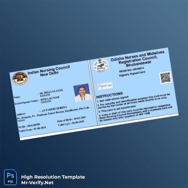 Editable India Odisha Nurses and Midwives Registration Certificate Word and Pdf Template Editable India Odisha Nurses and Midwives Registration Certificate Word and Pdf Template
