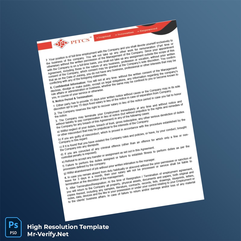 Editable India PITCS Appointment Letter Word and Pdf Template 7 page Editable India PITCS Appointment Letter Word and Pdf Template 7 page