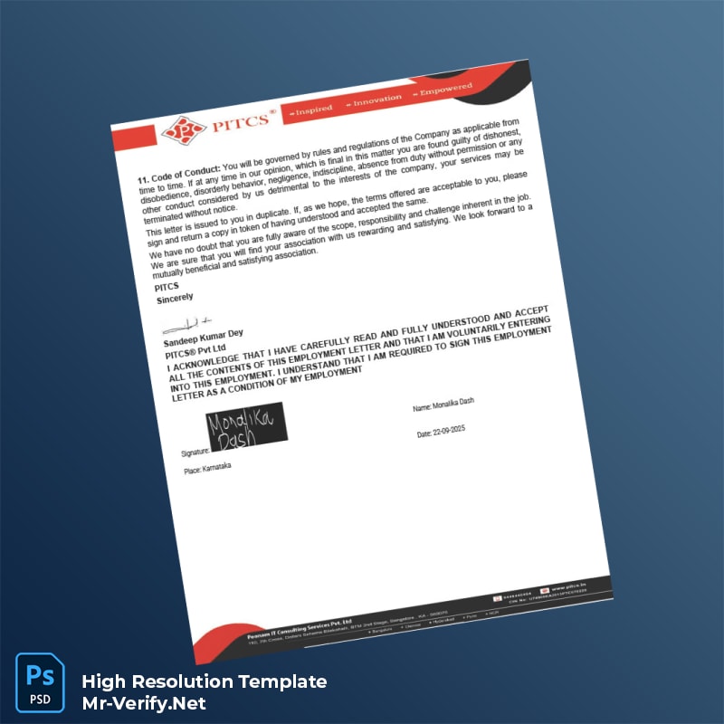 Editable India PITCS Appointment Letter Word and Pdf Template 7 page Editable India PITCS Appointment Letter Word and Pdf Template 7 page