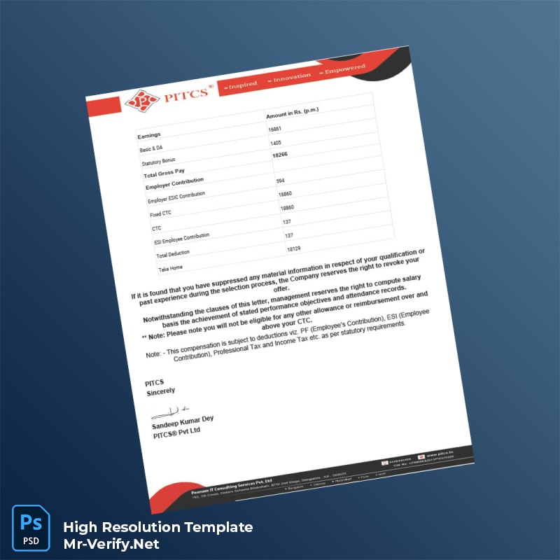Editable India PITCS Appointment Letter Word and Pdf Template 7 page Editable India PITCS Appointment Letter Word and Pdf Template 7 page