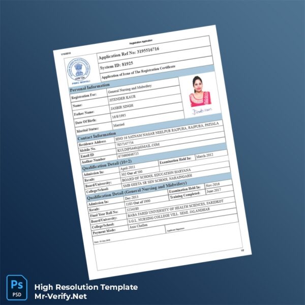 Editable India PNRC Mohali Registration Certificate Word and Pdf Template 2 page Editable India PNRC Mohali Registration Certificate Word and Pdf Template 2 page