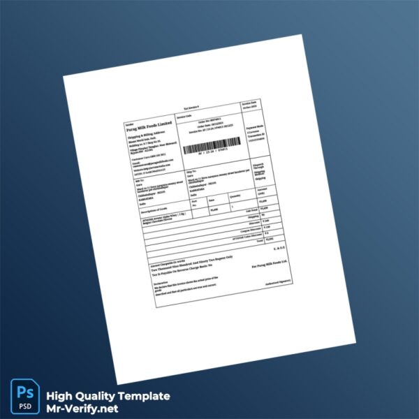 India Parag Milk Foods Limited Tax Invoice Template in Word and PDF formats India Parag Milk Foods Limited Tax Invoice Template in Word and PDF formats