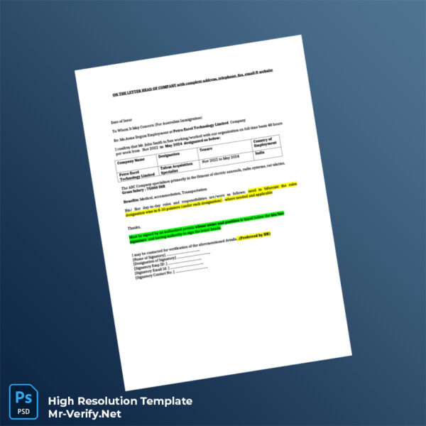 Editable India Petro Excel Technology Limited Employment Verification Letter Word and Pdf Template Editable India Petro Excel Technology Limited Employment Verification Letter Word and Pdf Template