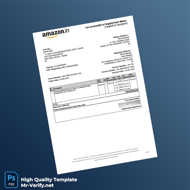 India Preeti Patel Tax Invoice Template in Word and PDF formats India Preeti Patel Tax Invoice Template in Word and PDF formats