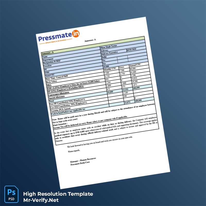 Editable India Pressmate Employment Verification Letter Word and Pdf Template 4 page Editable India Pressmate Employment Verification Letter Word and Pdf Template 4 page