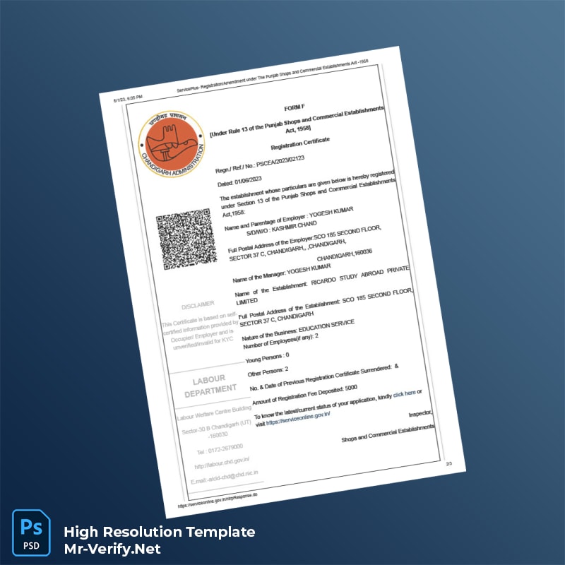 Editable India Punjab Shops and Commercial Establishments Act Acknowledgment Receipt Word and Pdf Template 3 page Editable India Punjab Shops and Commercial Establishments Act Acknowledgment Receipt Word and Pdf Template 3 page