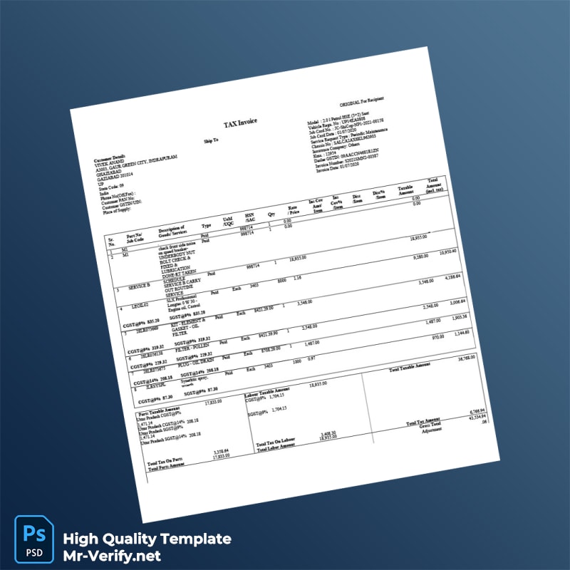 India Pvt Ltd Tax Invoice Template in Word and PDF formats 2 page India Pvt Ltd Tax Invoice Template in Word and PDF formats 2 page
