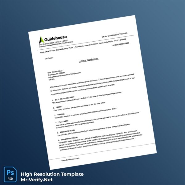 Editable India QUIDELIG RICE PRIVATE LIMITED Employment Verification Letter Word and Pdf Template 5 page